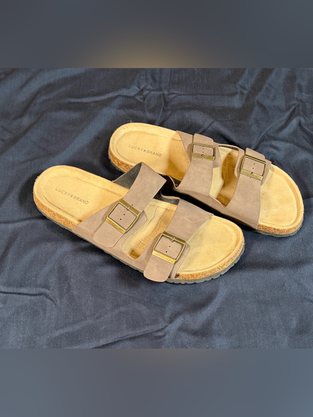 Lucky Brand Brown Double-Buckle Slide Sandals 12
